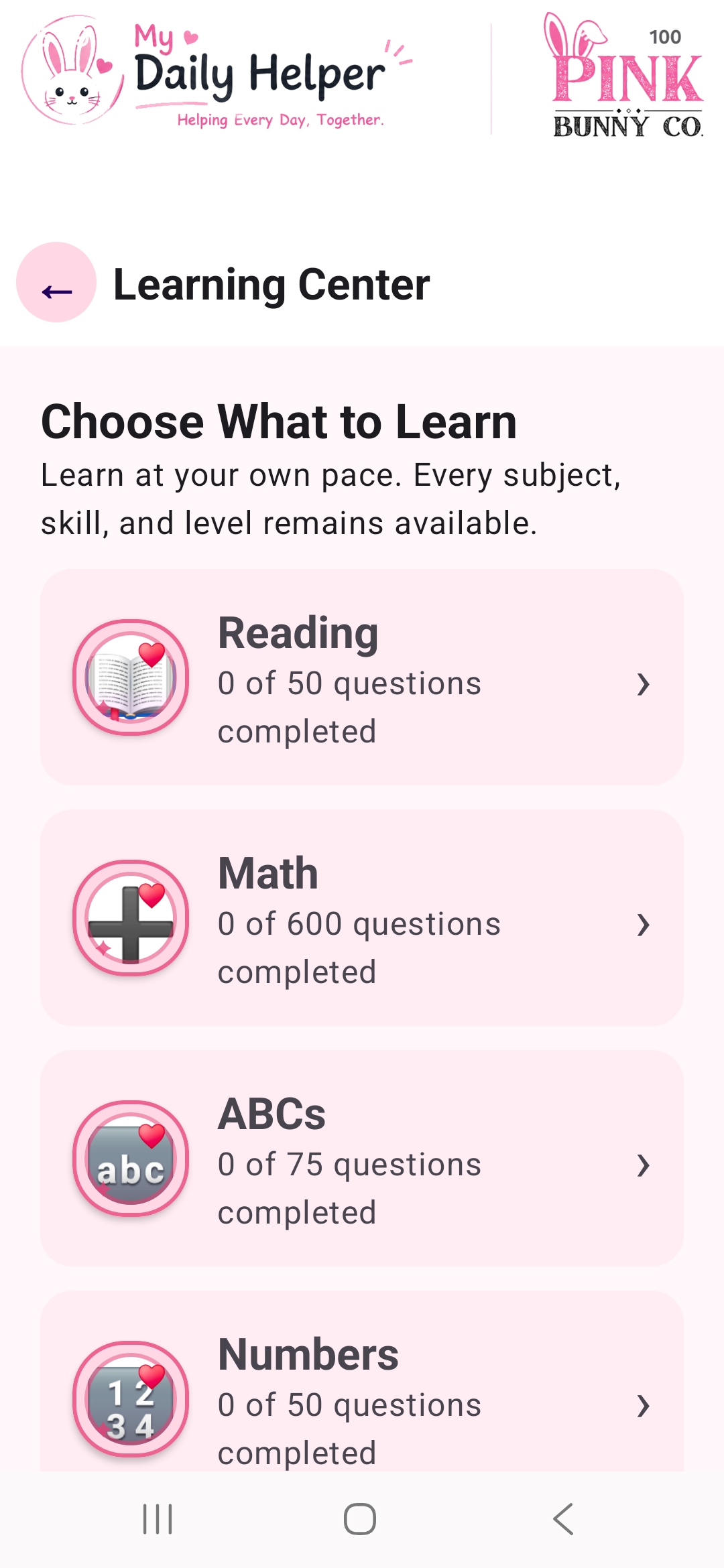 My Daily Helper Learning Center with reading, math, ABCs, and numbers
