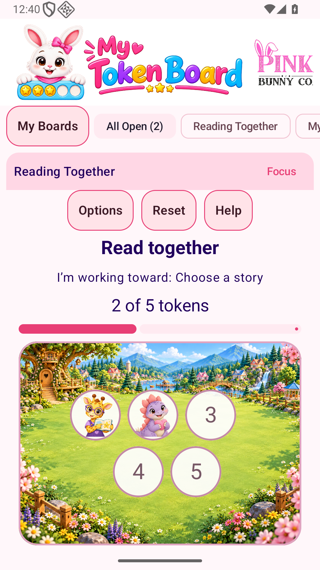 Actual My Token Board phone screen: Your open boards