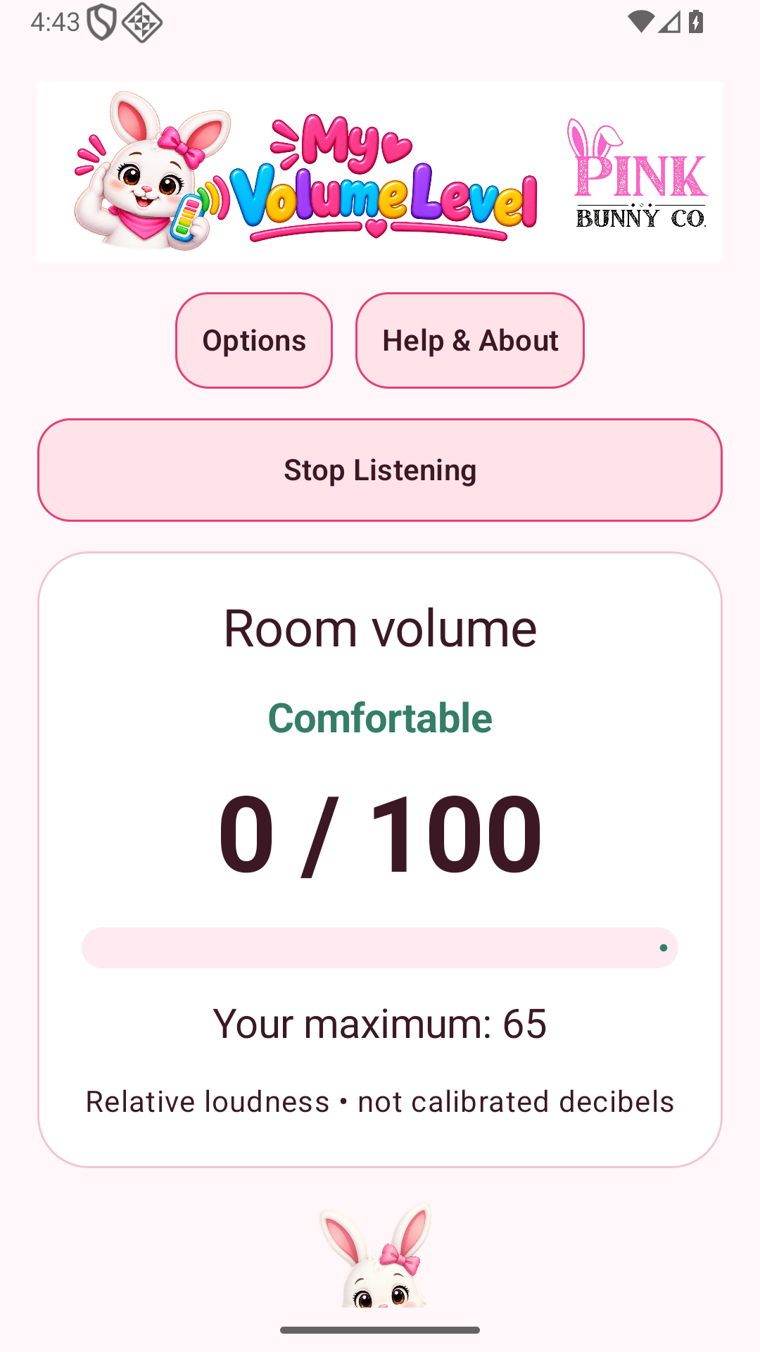 Actual My Volume Level phone screen: Clear volume states