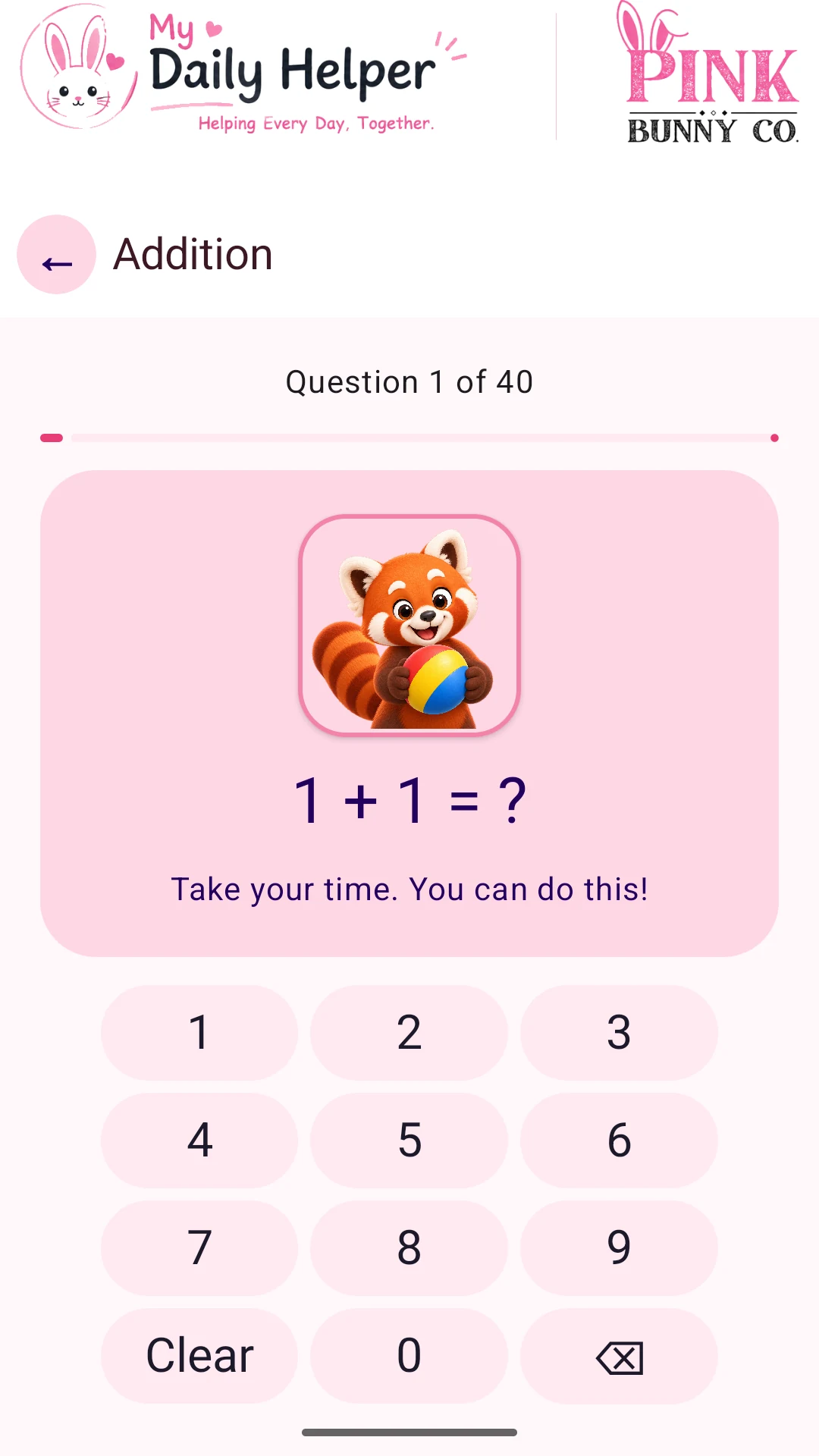 Actual My Daily Helper phone screen: Learn with encouragement