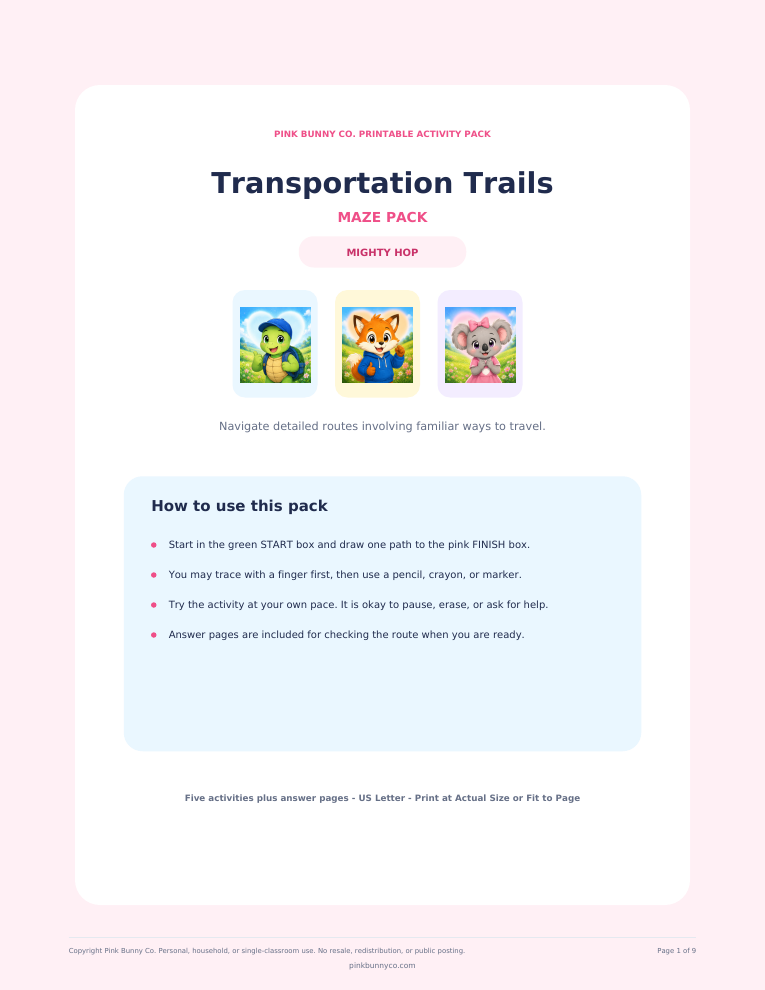 Transportation Trails Maze Pack cover
