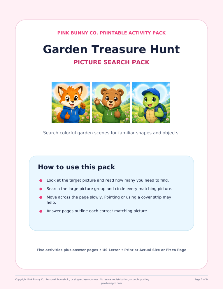 Garden Treasure Hunt Picture Search example cover