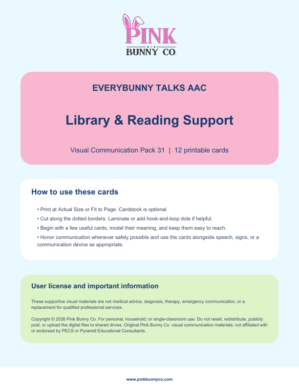 Library & Reading Support Visual Communication Pack cover