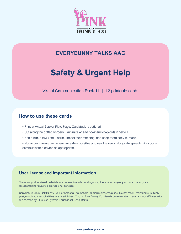 Safety & Urgent Help Visual Communication Pack cover