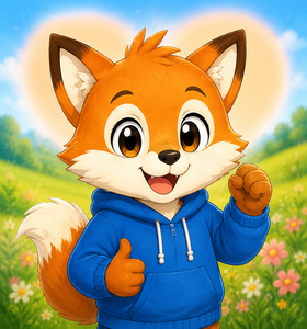 Freddy the fox raising his paw