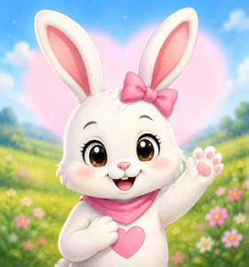 Pink Bunny waving