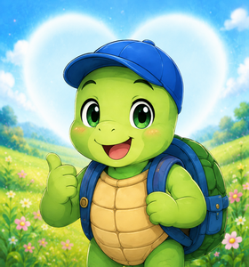 Toby the turtle giving a thumbs up